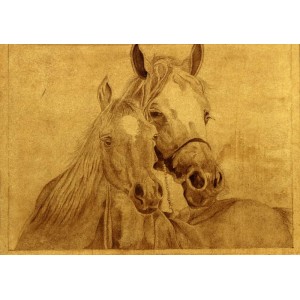 Rabia Qazi, Horses, 6 x 8 Inch, Neem Rang, Horse Painting, AC-RAQ-CEAD-029